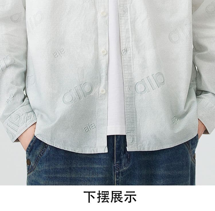 순면 일본식 워시 물 레트로 남성 루즈핏 섹션 셔츠 봄 여름 트렌드 그라데이션 프린트 긴팔 셔츠 품질 상세 이미지 24