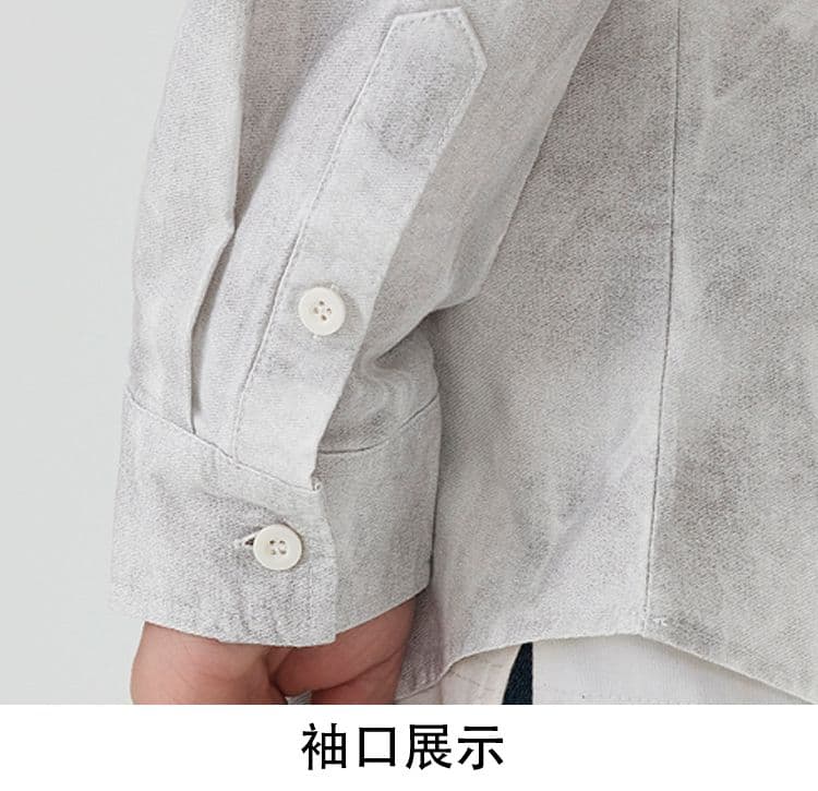 높은 품질 순면 일본식 워싱 레트로 남자 루즈핏 섹션 셔츠 봄 가을 트렌드 그라데이션 프린트 긴팔 셔츠 상세 이미지 22