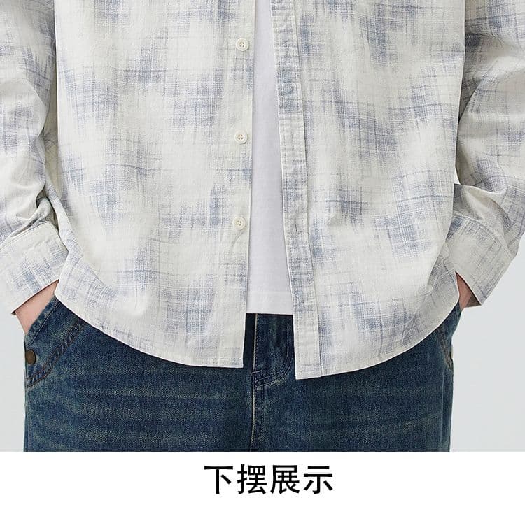 높은 품질 순면 일본식 워시 물 레트로 남자 루즈핏 섹션 셔츠 봄 여름 트렌드 프린트 주머니 긴팔 셔츠 상세 이미지 24