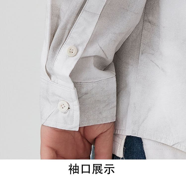높은 품질 순면 일본식 워시 물 레트로 남자 루즈핏 섹션 셔츠 봄 여름 트렌드 프린트 주머니 긴팔 셔츠 상세 이미지 22