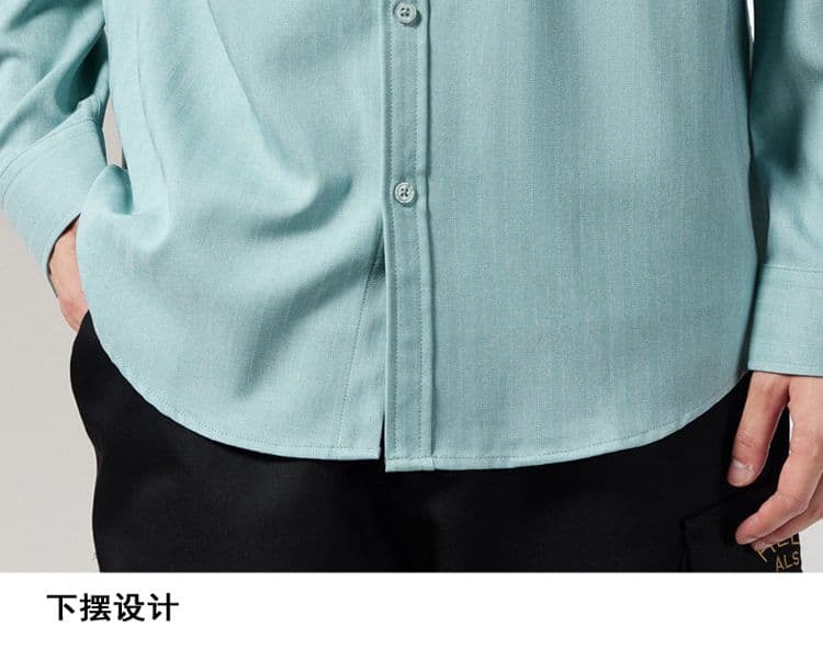 새로운 단색 긴팔 셔츠 남성 가을 루즈핏 캐주얼 맨위 재킷 디자인 센스 고급 센스 어둠 곡물 주머니 상세 이미지 21
