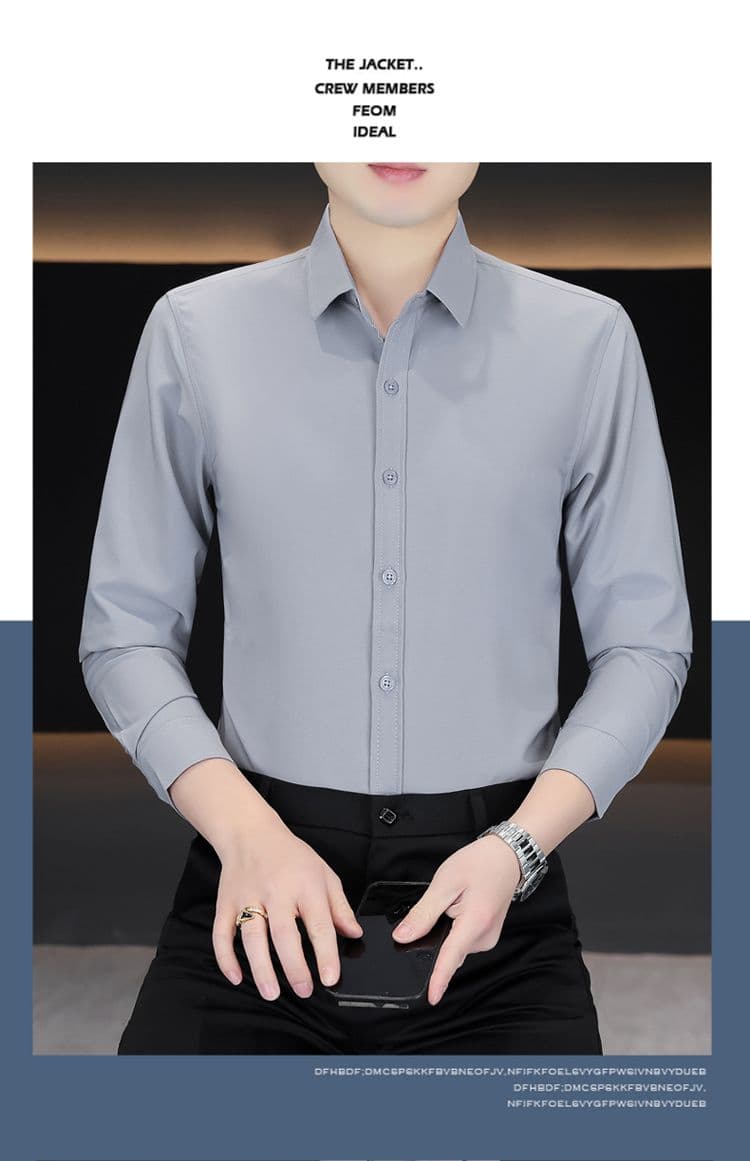 실행 금액 섹션 비즈니스 캐주얼 남성 셔츠 긴팔 한국 스타일 몸매 가꾸기 출근 작업복 단색 비즈니스웨어 화이트 상세 이미지 14