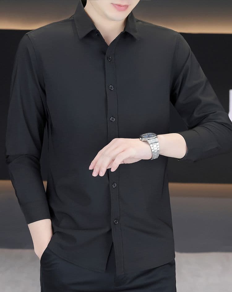 실행 금액 섹션 비즈니스 캐주얼 남성 셔츠 긴팔 한국 스타일 몸매 가꾸기 출근 작업복 단색 비즈니스웨어 화이트 상세 이미지 23