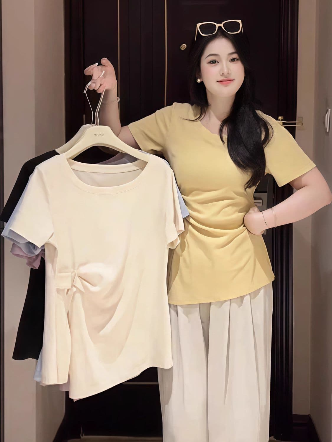 40 면 92 면 8 암모니아 Lun 200 kg 빅 사이즈 여성 의류 지방 mm 여름 새로운 라운드 넥 반팔 티셔츠 맨위 상세 이미지 5