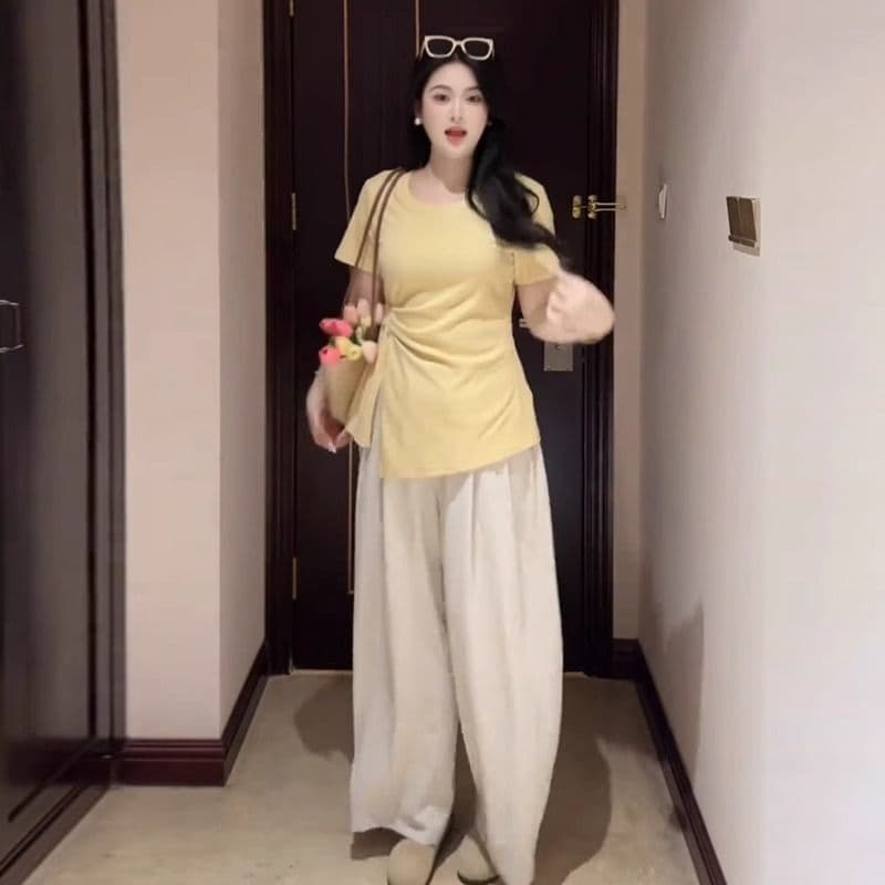 40 면 92 면 8 암모니아 Lun 200 kg 빅 사이즈 여성 의류 지방 mm 여름 새로운 라운드 넥 반팔 티셔츠 맨위 상세 이미지 7