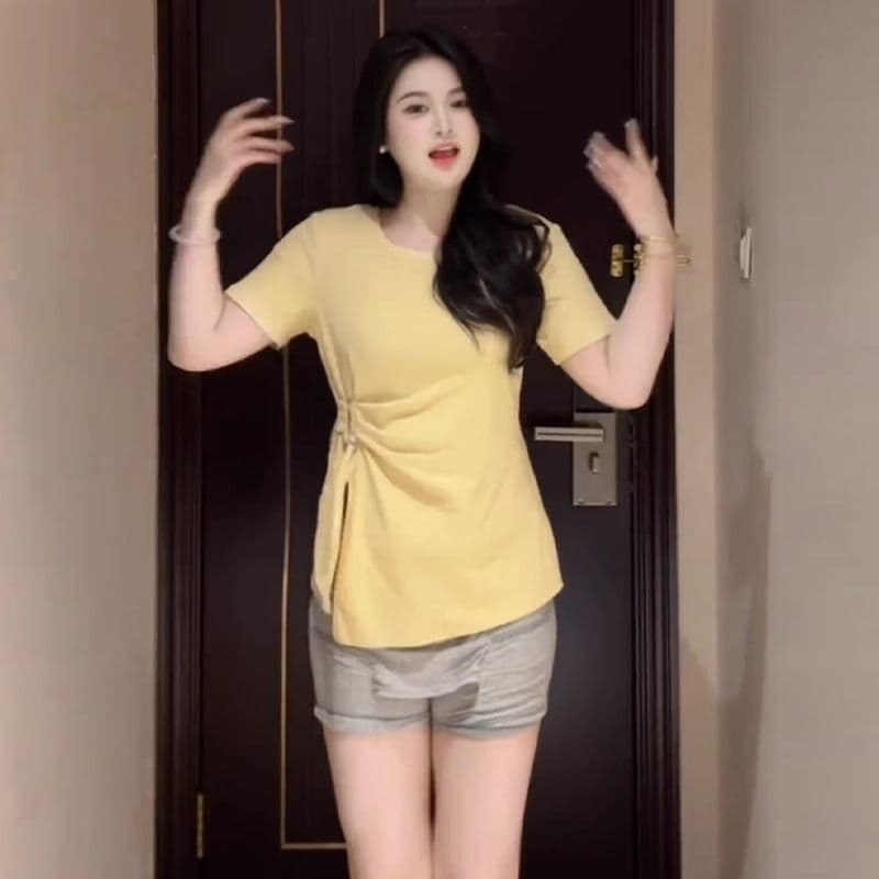 40 면 92 면 8 암모니아 Lun 200 kg 빅 사이즈 여성 의류 지방 mm 여름 새로운 라운드 넥 반팔 티셔츠 맨위 상세 이미지 8