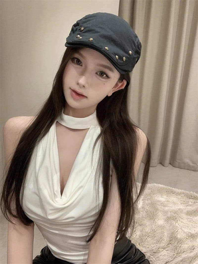 260 그램 와 사고 방식 순수한 욕망 바람 흔들다 칼라 행침 목 작은 조끼 여성 여름 디자인 센스 몸매 가꾸기 슬림해 보이는 쇼트 스타일 맨위 상세 이미지 10