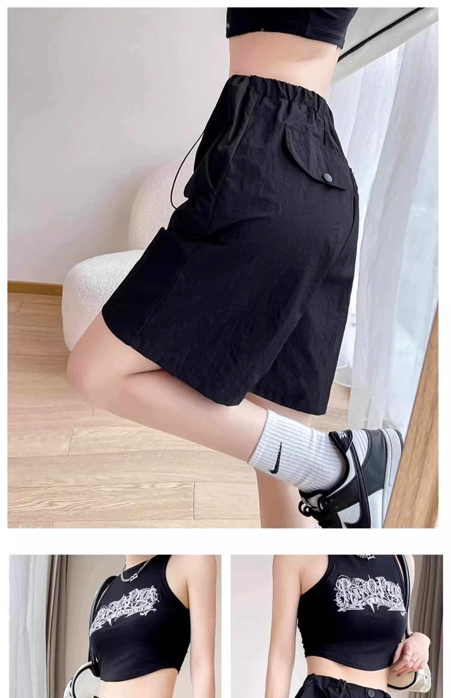 원본 원료 것 워크웨어 반바지 여성 여름 얇은 스타일 루즈핏 넓은 다리 아메리칸 속도 건조한 운동 오부 바지 상세 이미지 16