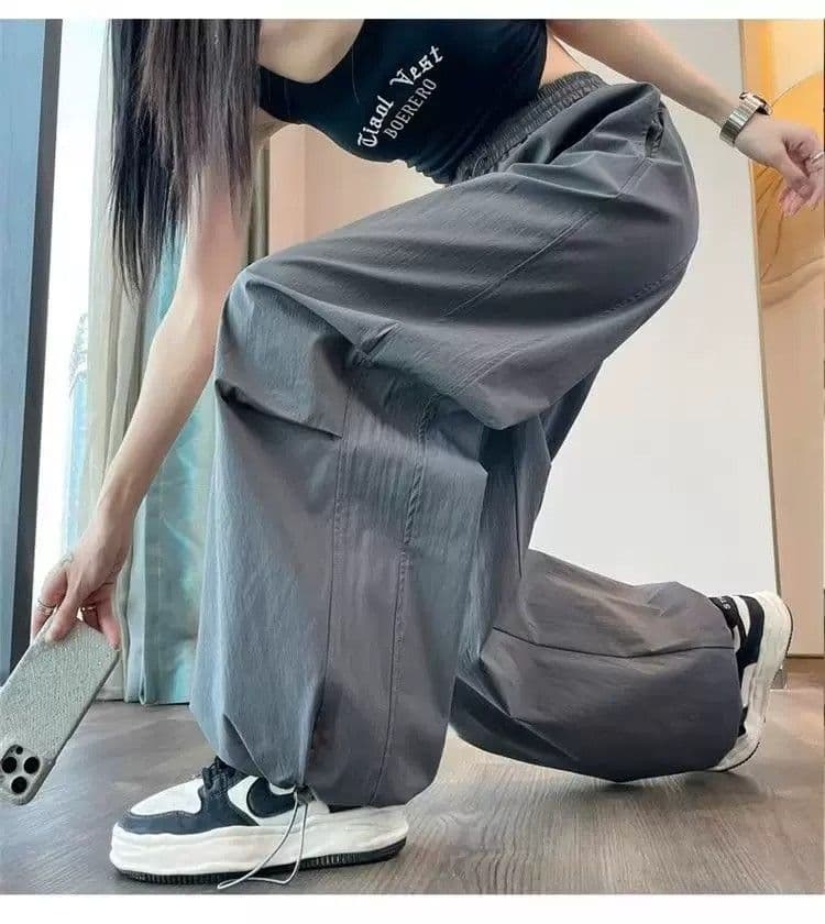 속도 건조한 워크웨어 팬츠 여성 여름 얇은 스타일 다용도 캐주얼 요금 하이웨이스트 루즈핏 슬림해 보이는 조거 할란 와이드 레그 팬츠 어린이 상세 이미지 15