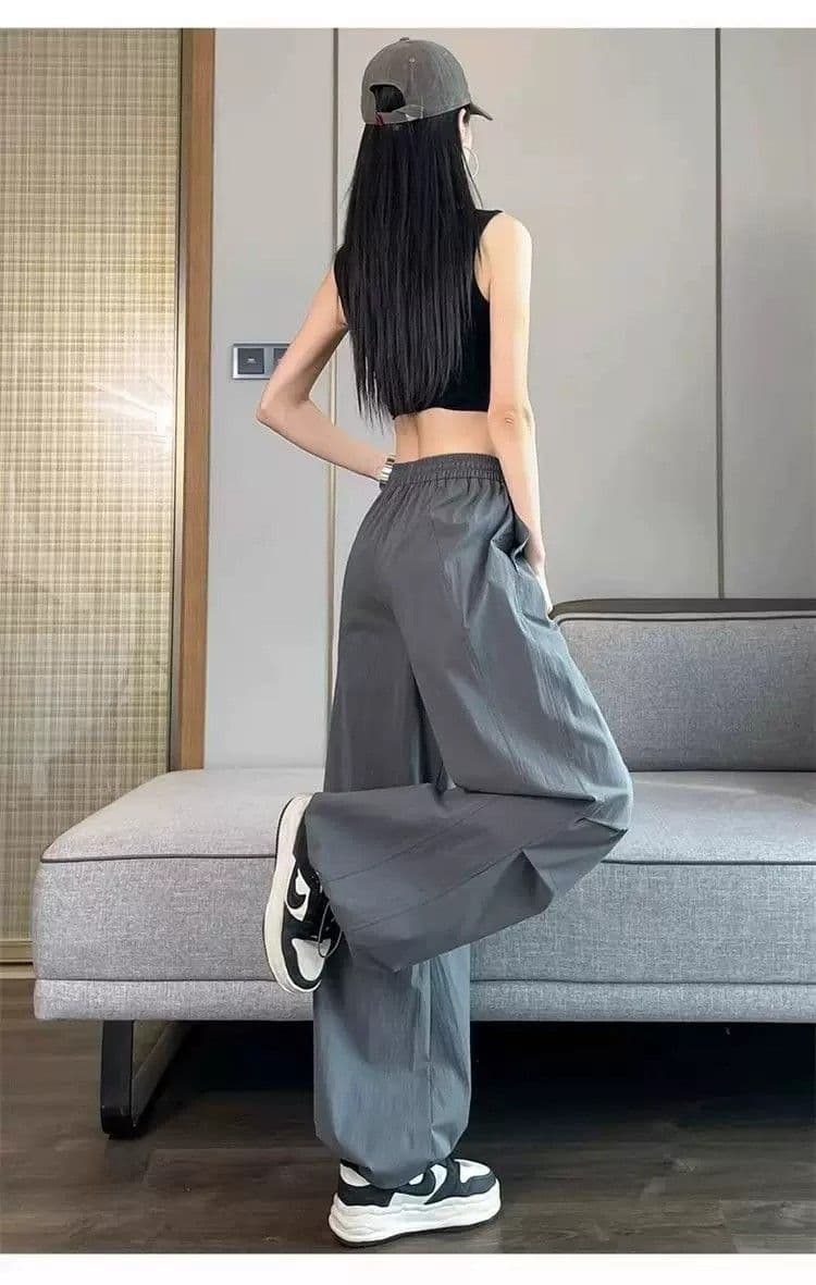 속도 건조한 워크웨어 팬츠 여성 여름 얇은 스타일 다용도 캐주얼 요금 하이웨이스트 루즈핏 슬림해 보이는 조거 할란 와이드 레그 팬츠 어린이 상세 이미지 19