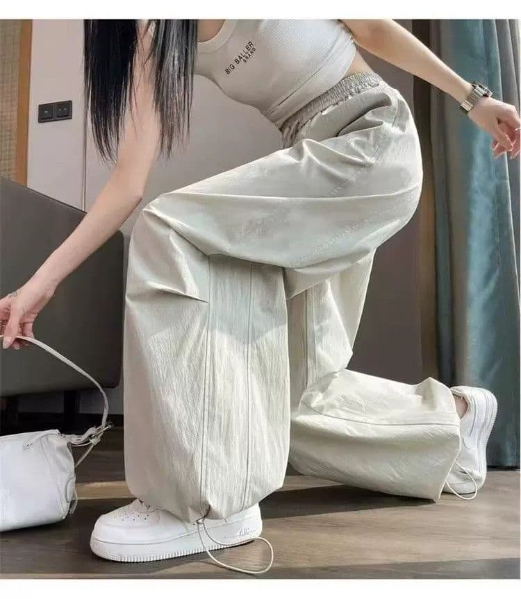 속도 건조한 워크웨어 팬츠 여성 여름 얇은 스타일 다용도 캐주얼 요금 하이웨이스트 루즈핏 슬림해 보이는 조거 할란 와이드 레그 팬츠 어린이 상세 이미지 23