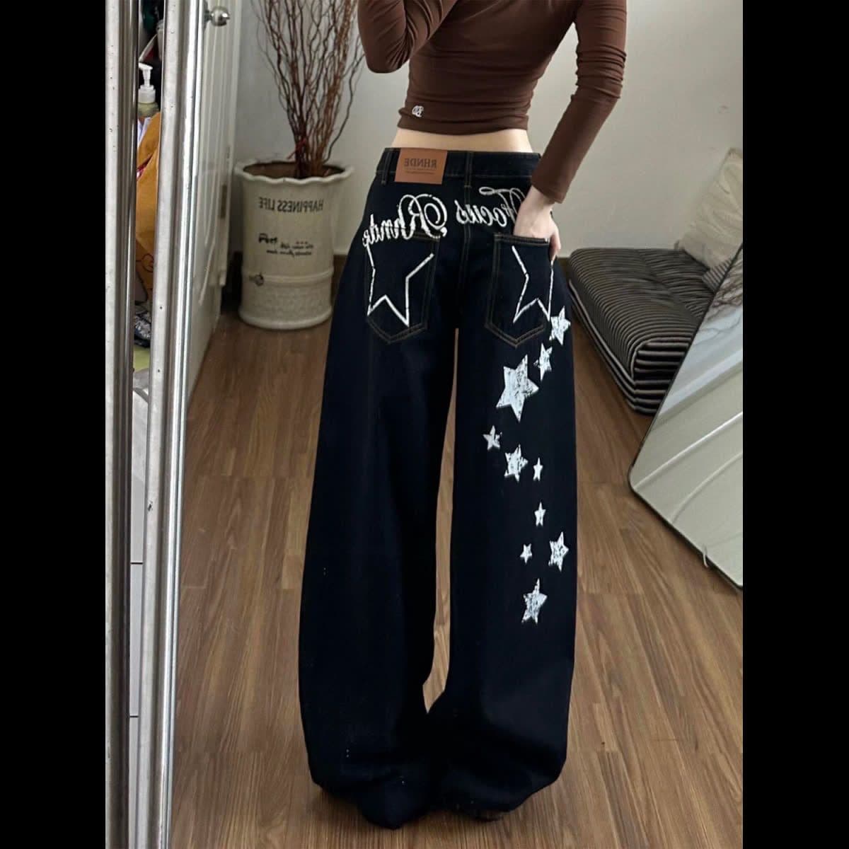 아메리칸 레트로 루즈핏 청바지 남녀 봄 새로운 하이웨이스트 스트레이트 다용도 슬림해 보이는 와이드 레그 팬츠 어린이