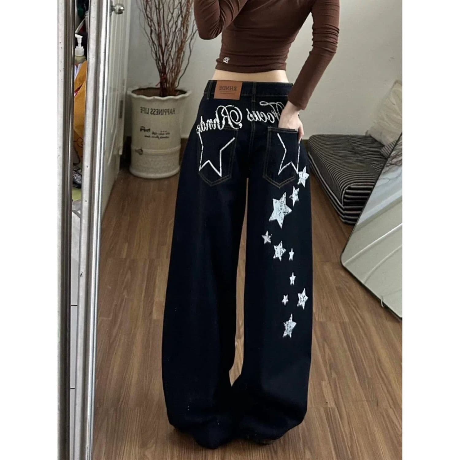 아메리칸 레트로 루즈핏 청바지 남녀 봄 새로운 하이웨이스트 스트레이트 다용도 슬림해 보이는 와이드 레그 팬츠 어린이 상세 이미지 6