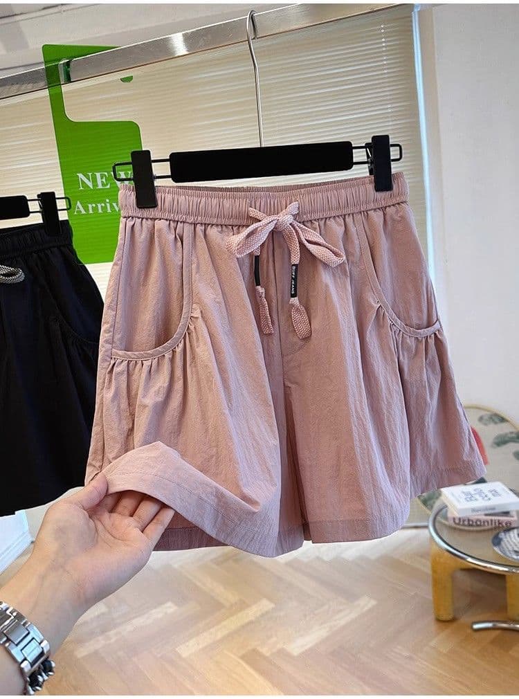 2026 새로운 한 부서 작은 대중 디자인 센스 하이웨이스트 허리밴드 캐주얼 반바지 여성 슬림해 보이는 디스플레이 높음 얇은 스타일 뜨거운 바지 상세 이미지 4