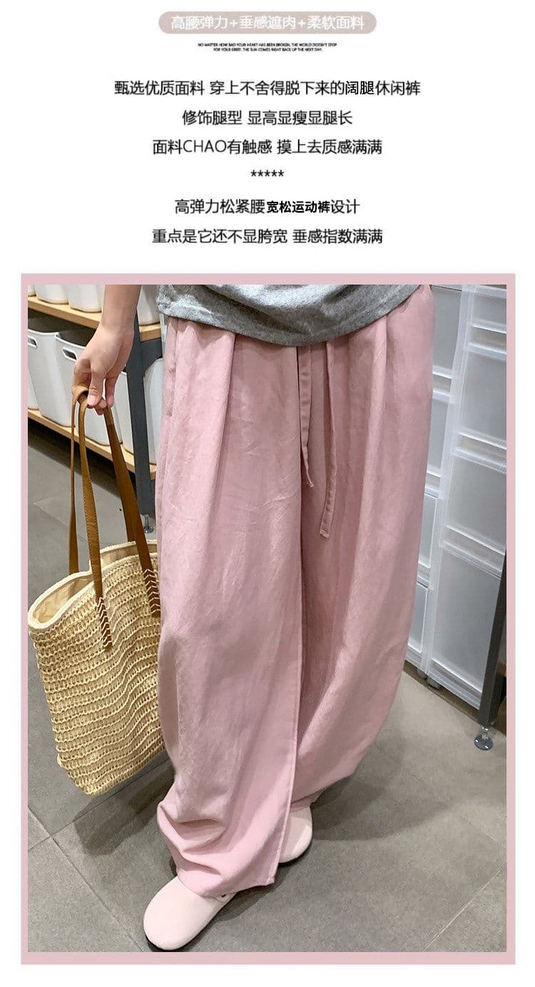 3 차원 허리 두 바지 길다 면 린넨 풍선 모통이 칼 바지 여성 여름 얇은 스타일 하이웨이스트 캐주얼 아마 와이드 레그 팬츠 상세 이미지 2