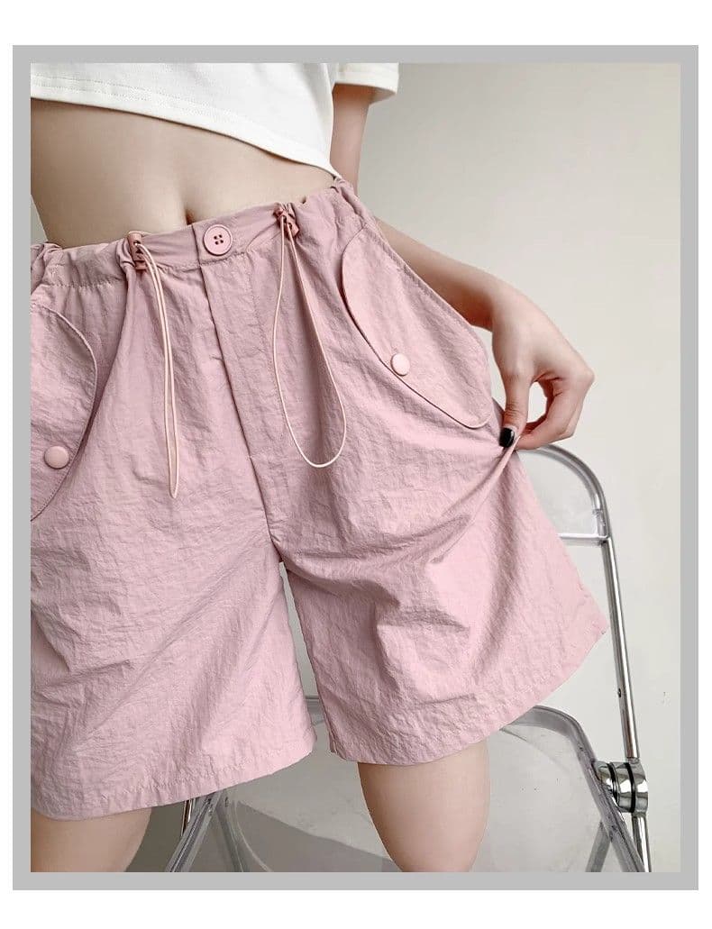 원본 원료 것 워크웨어 반바지 여성 여름 하이웨이스트 넓은 다리 오부 바지 작은 키 속도 건조한 아메리칸 운동 바지 상세 이미지 20