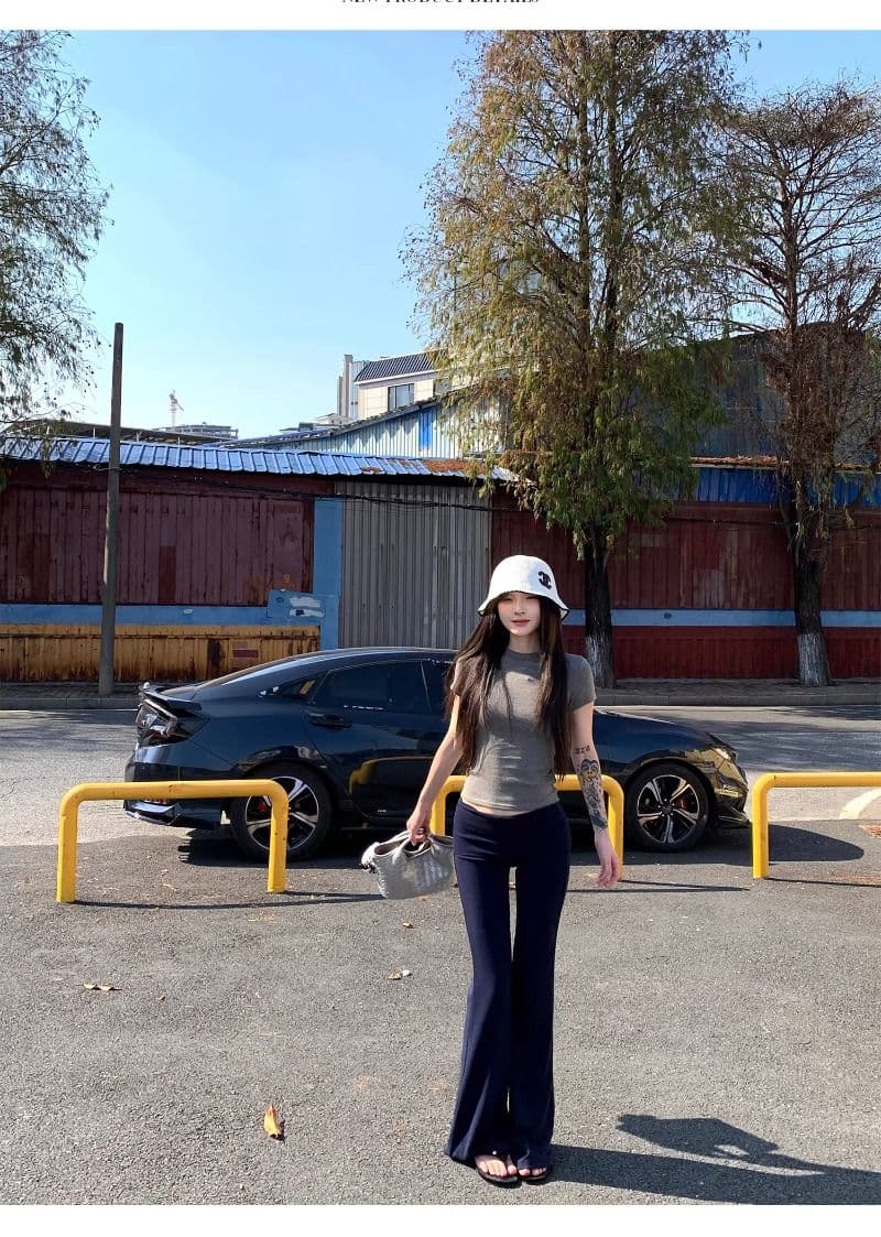 회색 하이웨이스트 디자인 센스 작은 대중 폴로 칼라 부츠컷 바지 캐주얼 바지 여성 봄 몸매 가꾸기 슬림해 보이는 도루 센스 바닥 청소 긴 바지 상세 이미지 13