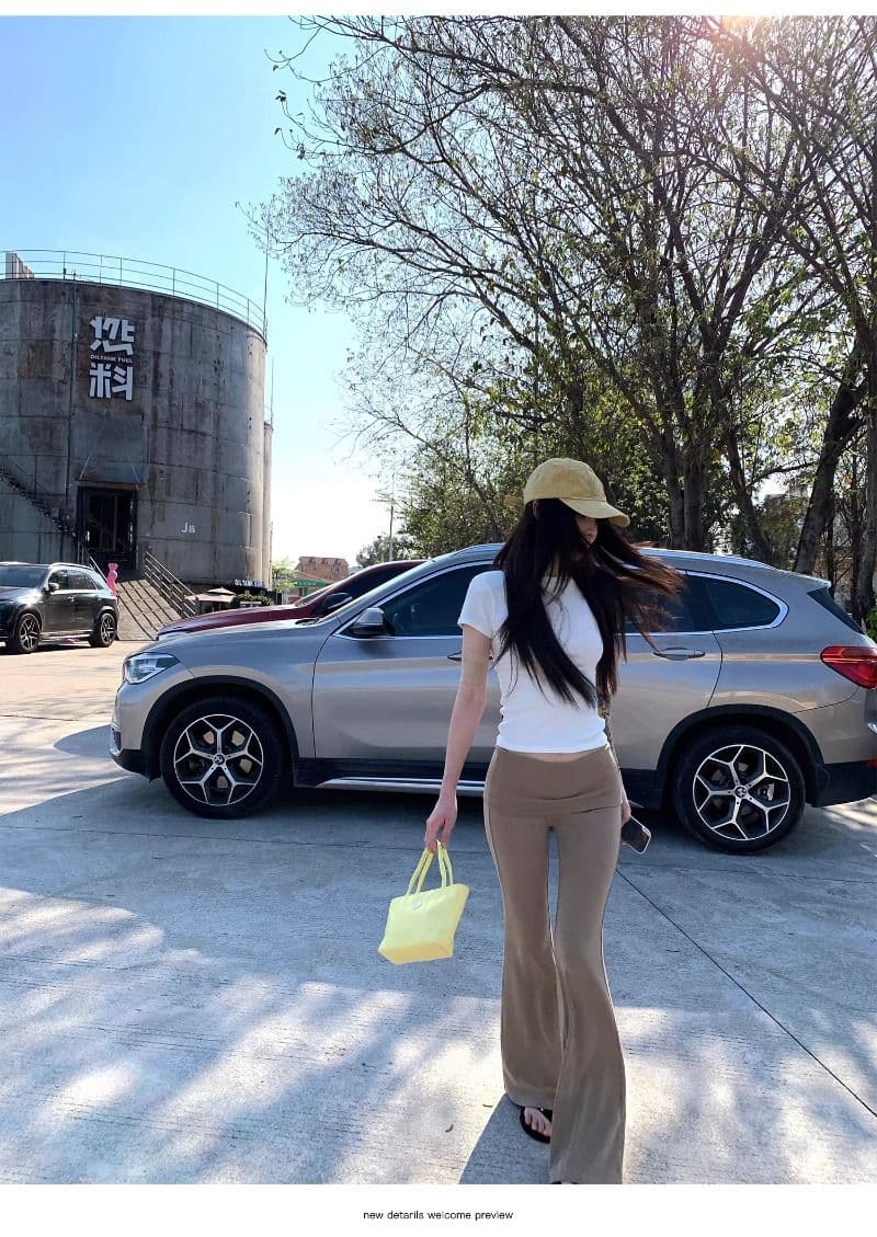 회색 하이웨이스트 디자인 센스 작은 대중 폴로 칼라 부츠컷 바지 캐주얼 바지 여성 봄 몸매 가꾸기 슬림해 보이는 도루 센스 바닥 청소 긴 바지 상세 이미지 25