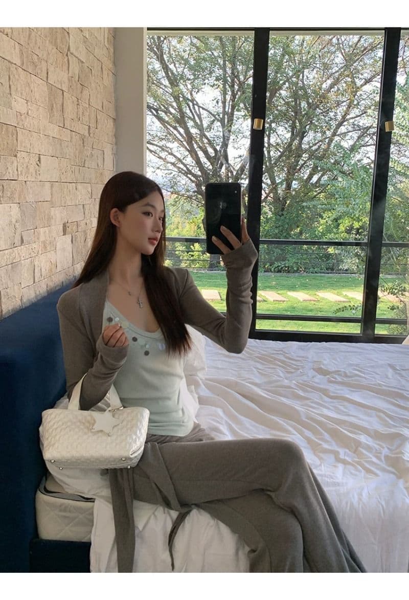 레드 맨 파빌리온 바지 여자 2026 년 새로운 봄 회색 캐주얼 바지 패션 외국 가스 세련된 부츠컷 와이드 레그 팬츠 상세 이미지 13