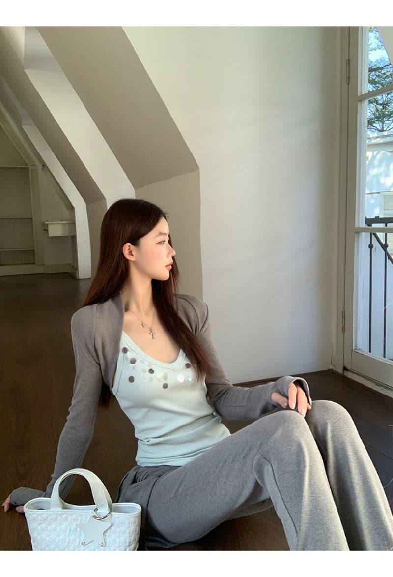 레드 맨 파빌리온 바지 여자 2026 년 새로운 봄 회색 캐주얼 바지 패션 외국 가스 세련된 부츠컷 와이드 레그 팬츠 상세 이미지 15