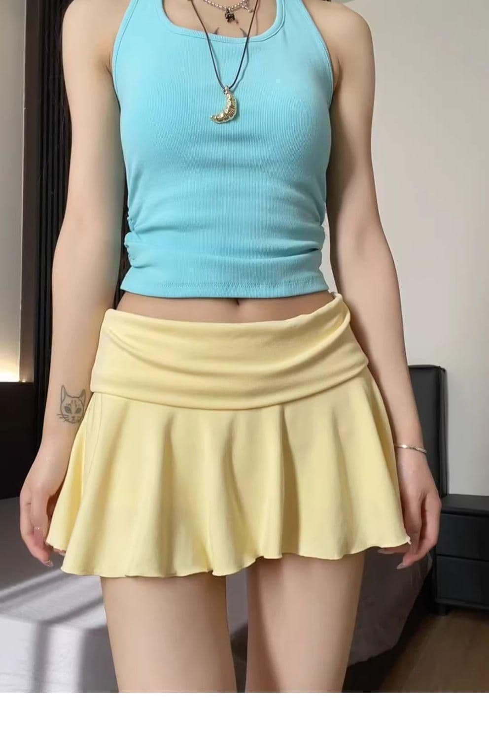 s-xl 회색 핫걸 디스플레이 화이트 노출 방지 다용도 테니스 치마 여성 여름 한국 스타일 패션 하이웨이스트 반신 미니 스커트 트렌디 상세 이미지 12