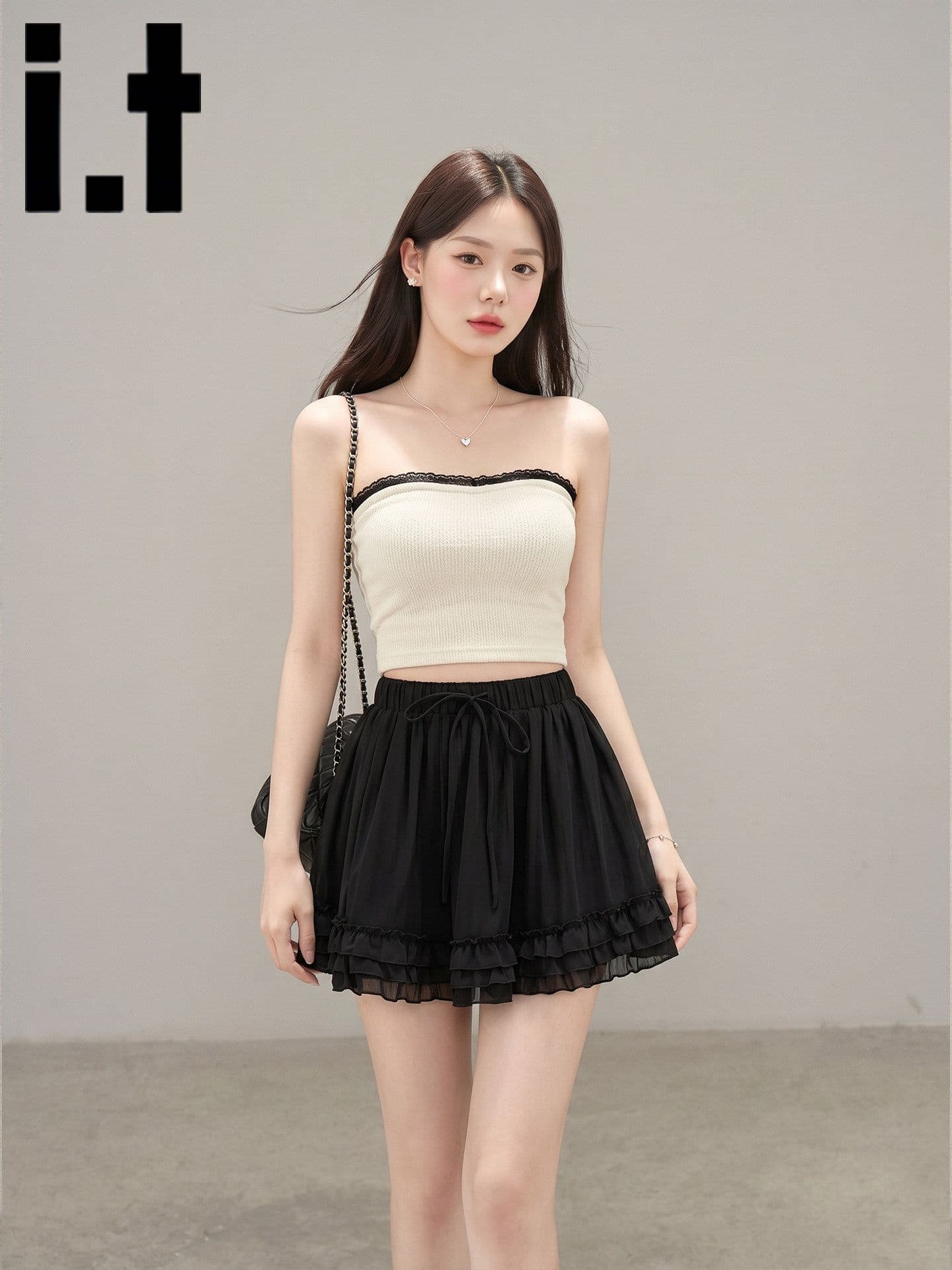 일본과 한국 부서 발레 바람 달콤함 프릴 플리츠 미니 스커트 여성 여름 휴가 바람 다용도 한 마디 퍼프 반신 스커트 상세 이미지 4