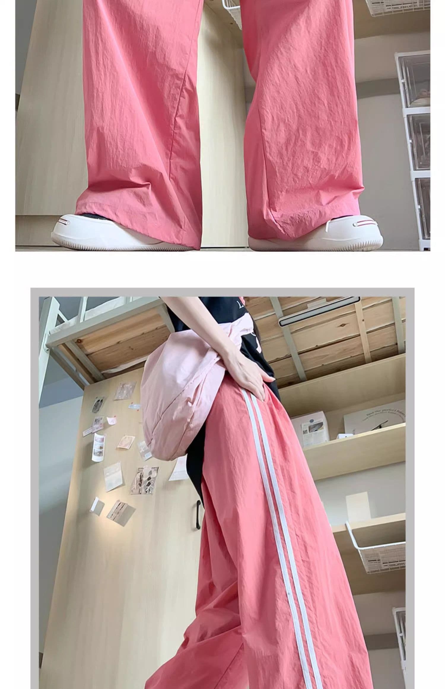 얼음 실크 운동 바지 여성 여름 얇은 하이웨이스트 스트레이트 와이드 레그 팬츠 캐주얼 루즈핏 조거 속도 건조한 워크웨어 바지 상세 이미지 25