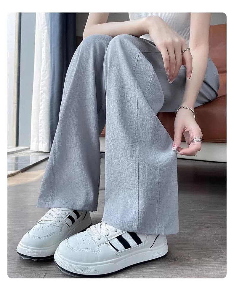 3 차원 허리 얼음 실크 면 린넨 좁은 에디션 와이드 레깅스 바지 여름 얇은 스타일 XL 200 kg 스트레이트 벽오동 바지 상세 이미지 22
