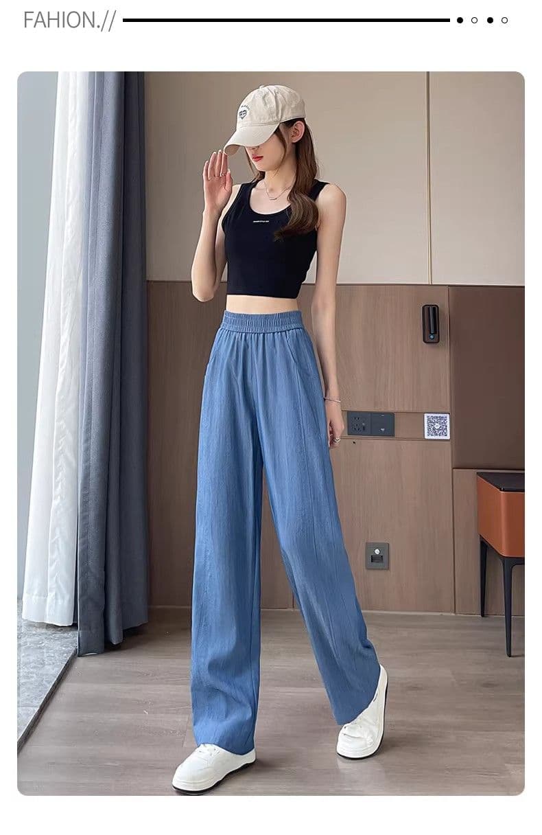 3 차원 허리 얼음 실크 면 린넨 좁은 에디션 와이드 레깅스 바지 여름 얇은 스타일 XL 200 kg 스트레이트 벽오동 바지 상세 이미지 23