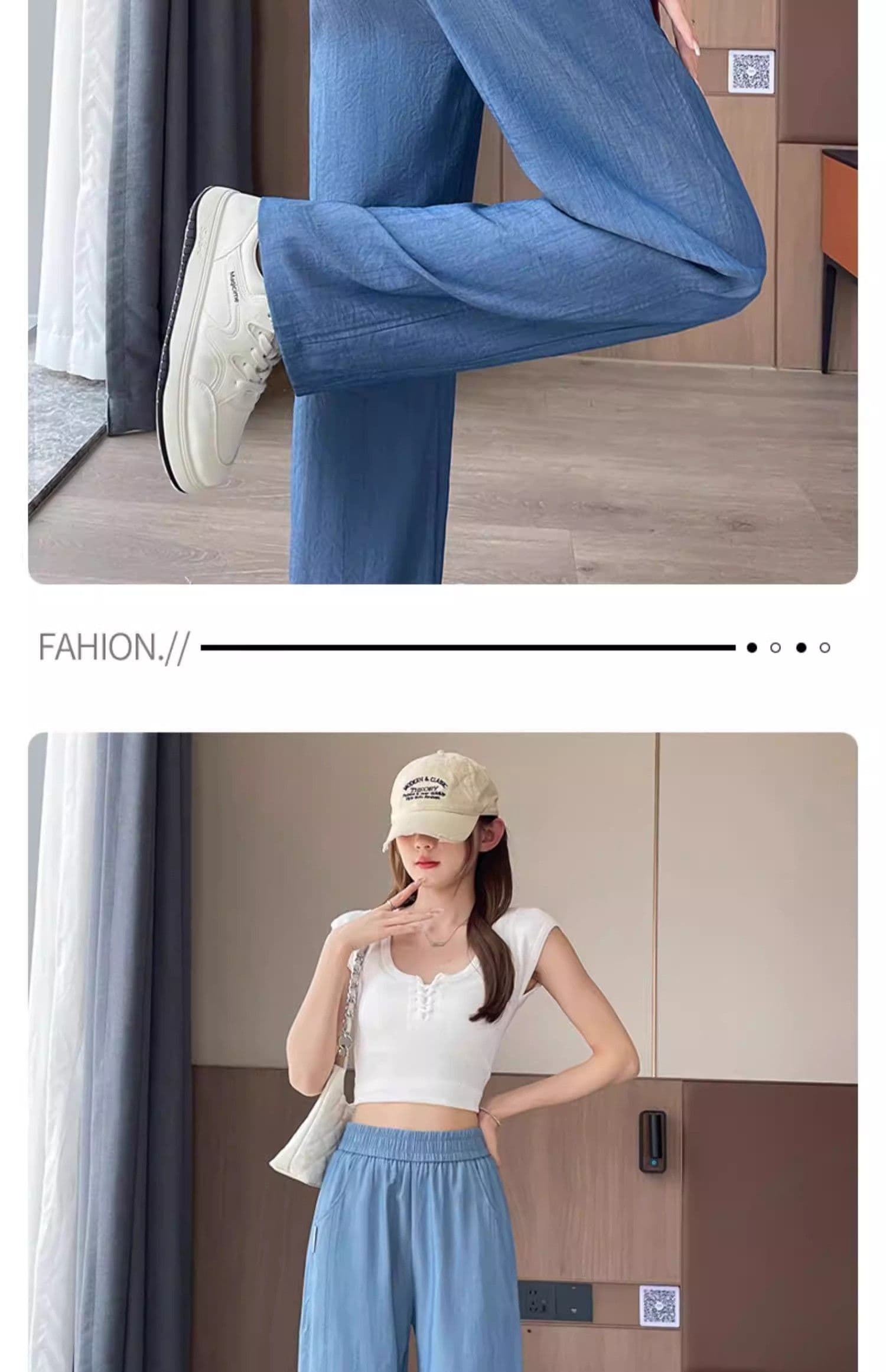 3 차원 허리 얼음 실크 면 린넨 좁은 에디션 와이드 레깅스 바지 여름 얇은 스타일 XL 200 kg 스트레이트 벽오동 바지 상세 이미지 25