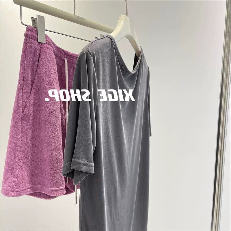 특별 빅 사이즈 300 근 운동 반바지 여성 여름 얇은 스타일 루즈핏 스트레이트 와이드 레그 팬츠 슬림해 보이는 캐주얼 핫 바지 상세 이미지 23
