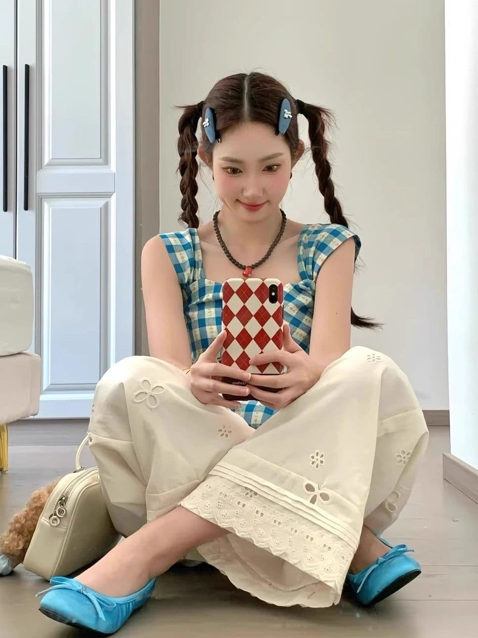 3 차원 허리 머리 홀로우 아웃 레이스 조각 캐주얼 와이드 레깅스 바지 여름 얇은 스타일 루즈핏 슬림해 보이는 느슨함 센스 스트레이트 이미지 2