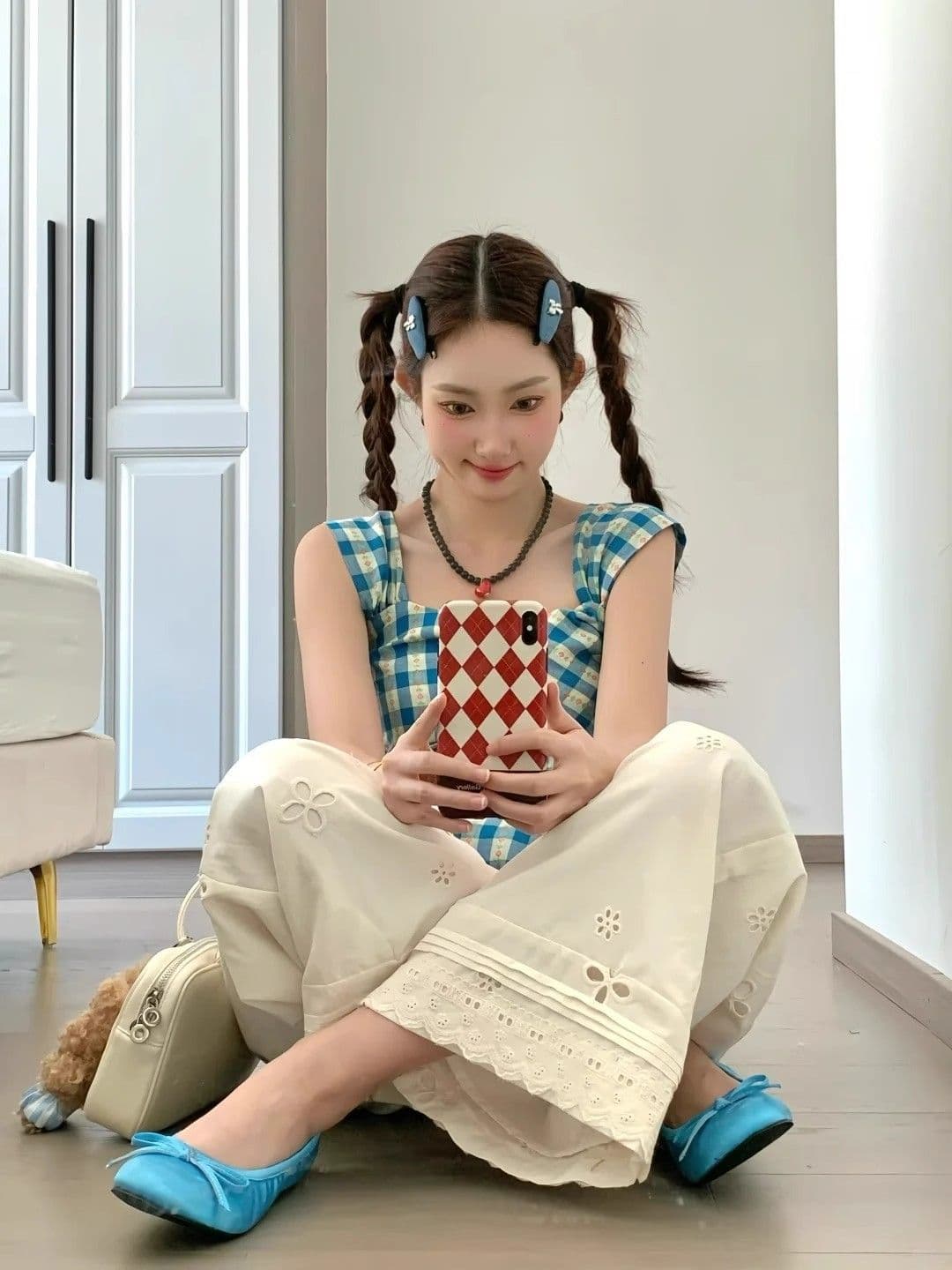3 차원 허리 머리 홀로우 아웃 레이스 조각 캐주얼 와이드 레깅스 바지 여름 얇은 스타일 루즈핏 슬림해 보이는 느슨함 센스 스트레이트 상세 이미지 2