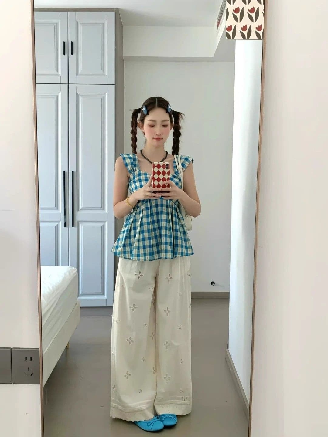3 차원 허리 머리 홀로우 아웃 레이스 조각 캐주얼 와이드 레깅스 바지 여름 얇은 스타일 루즈핏 슬림해 보이는 느슨함 센스 스트레이트 상세 이미지 3