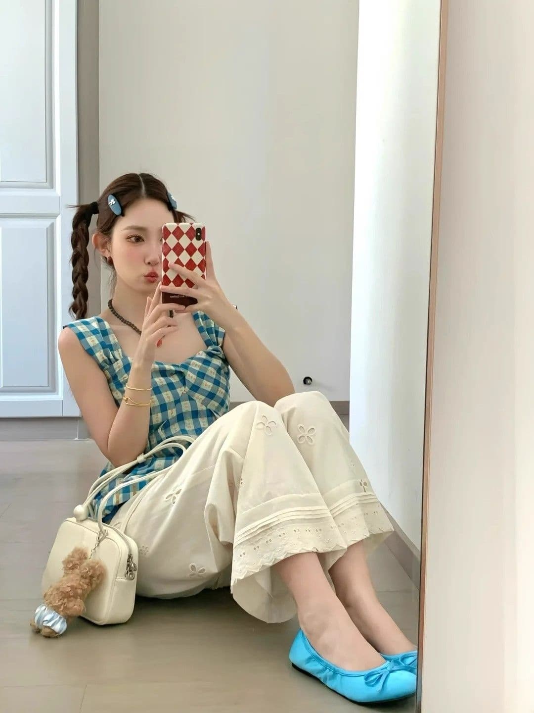 3 차원 허리 머리 홀로우 아웃 레이스 조각 캐주얼 와이드 레깅스 바지 여름 얇은 스타일 루즈핏 슬림해 보이는 느슨함 센스 스트레이트 상세 이미지 6