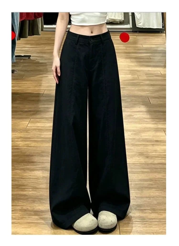 화이트 면 린넨 와이드 레깅스 바지 2026 여름 새로운 하이웨이스트 도루 센스 슬림해 보이는 작은 키 출퇴근 스트레이트 캐주얼 바지 상세 이미지 10