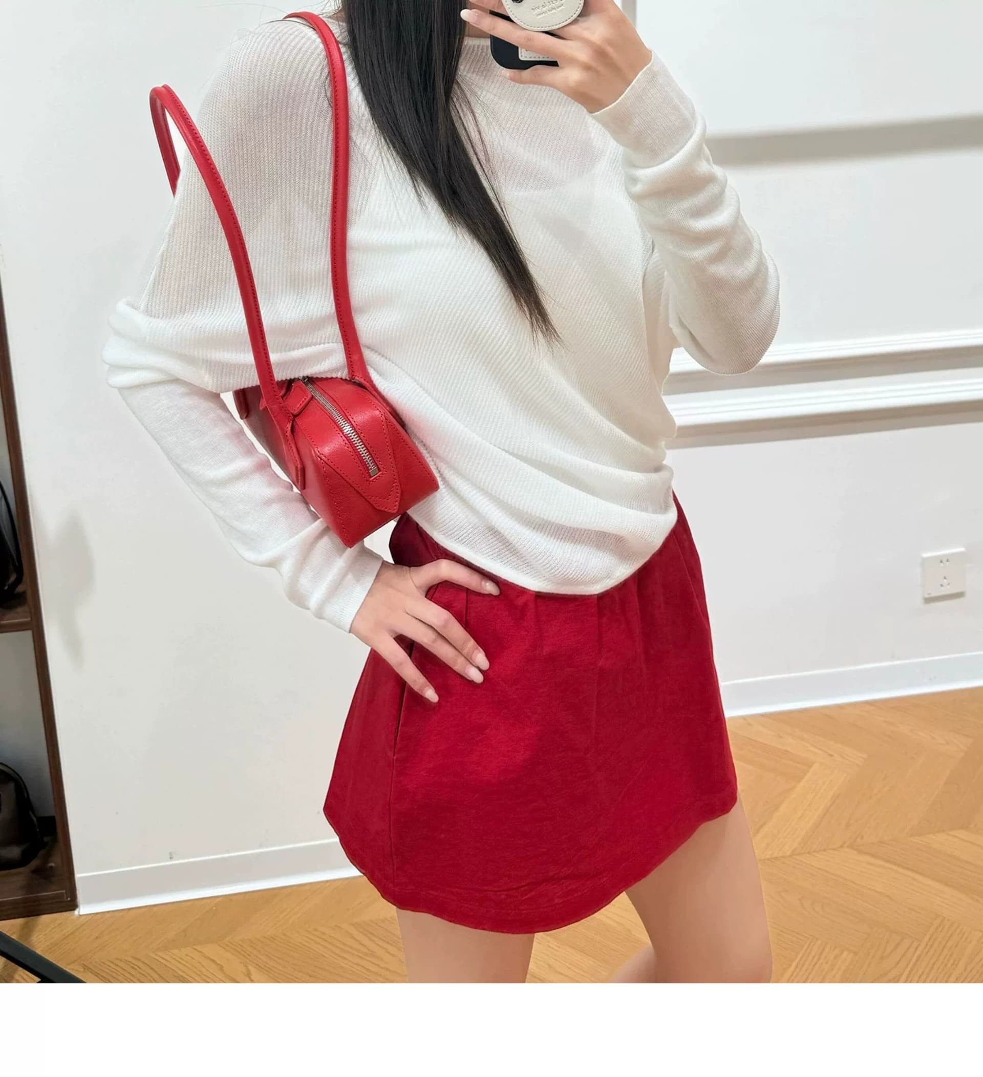 한국 스타일 품격 빨간색 허리밴드 반신 스커트 여성 년 여름 몸매 가꾸기 슬림해 보이는 하이웨이스트 한 마디 타이트 스커트 미니 스커트 상세 이미지 5
