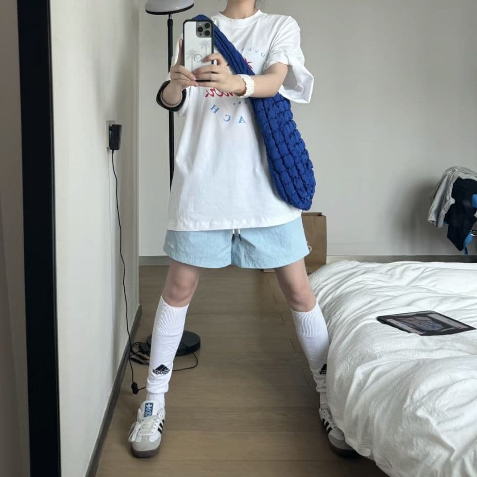 ins 색상 도파민 해변 반바지 여성 다용도 여름 얇은 스타일 루즈핏 운동 캐주얼 바지 이미지 4