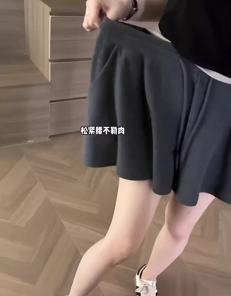s-6xl 한 부서 미니멀리즘 캐주얼 바지 여름 새로운 하이웨이스트 펌프 로프 루즈핏 와이드 레그 팬츠 치마 표지 고기 슬림해 보이는 반바지 상세 이미지 3
