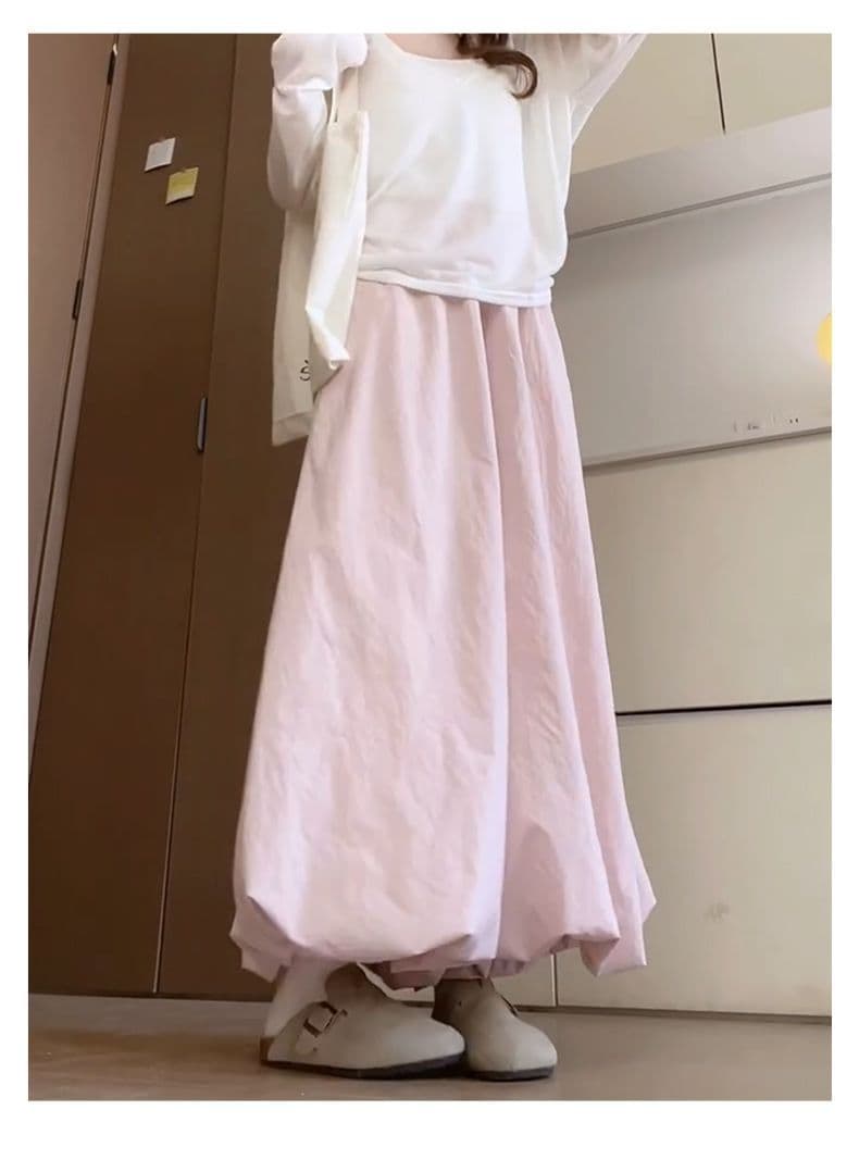 플러스 네리 있음 주머니 핑크색 도파민 꽃밭 치마바지 느긋한 바람 도루 센스 루즈핏 넓은 다리 배기 바지 상세 이미지 8