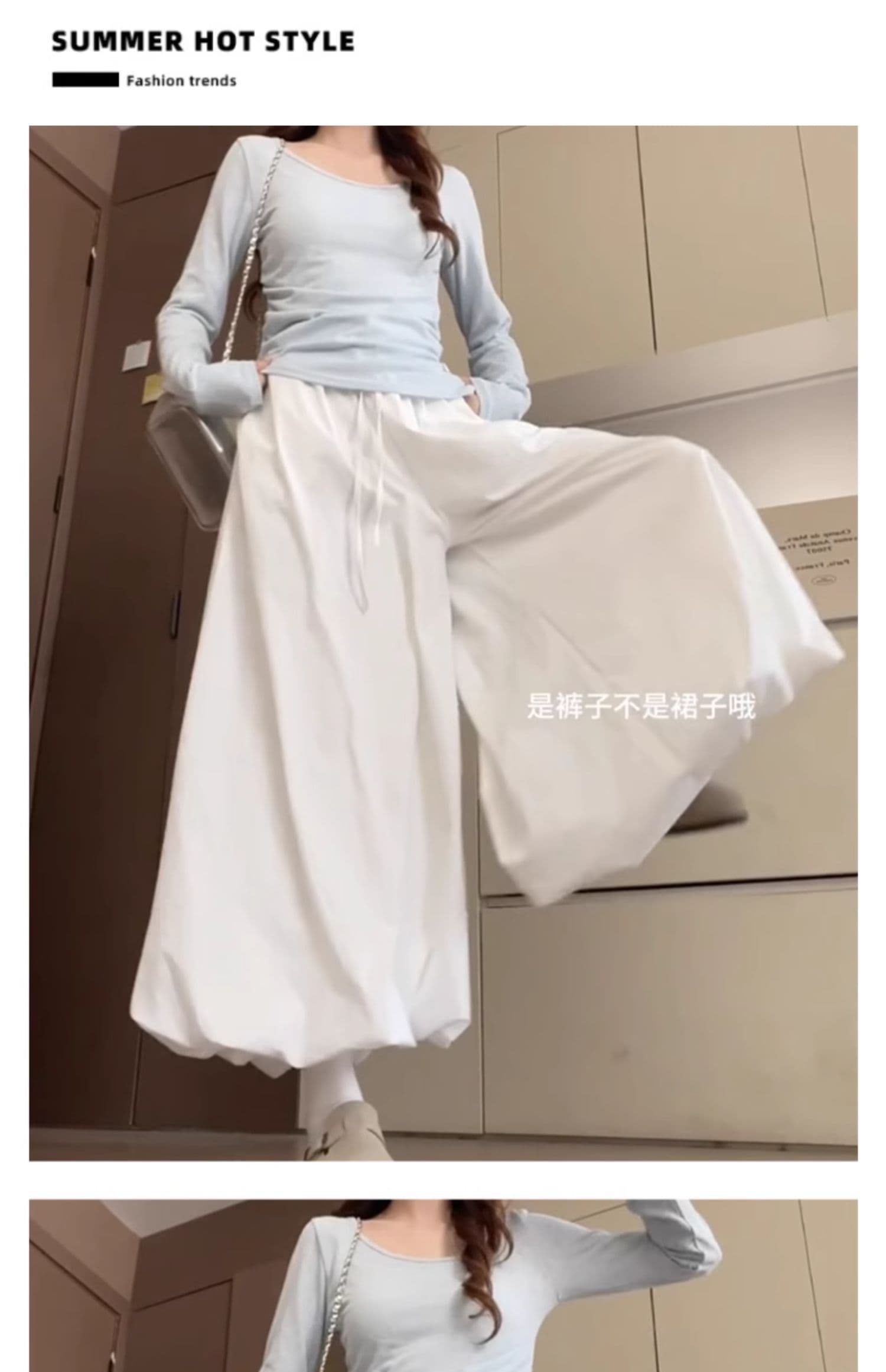 플러스 네리 있음 주머니 핑크색 도파민 꽃밭 치마바지 느긋한 바람 도루 센스 루즈핏 넓은 다리 배기 바지 상세 이미지 13