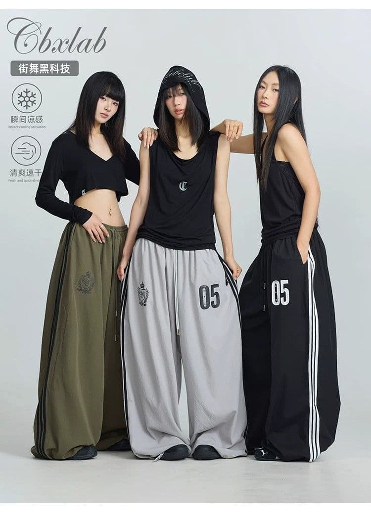 긴 바지 모래 워시 모방 면 타이로드 프린트 라인 속도 건조한 웃음 하 운동 바지 아메리칸 핫걸 캐주얼 바지 여성 상세 이미지 5