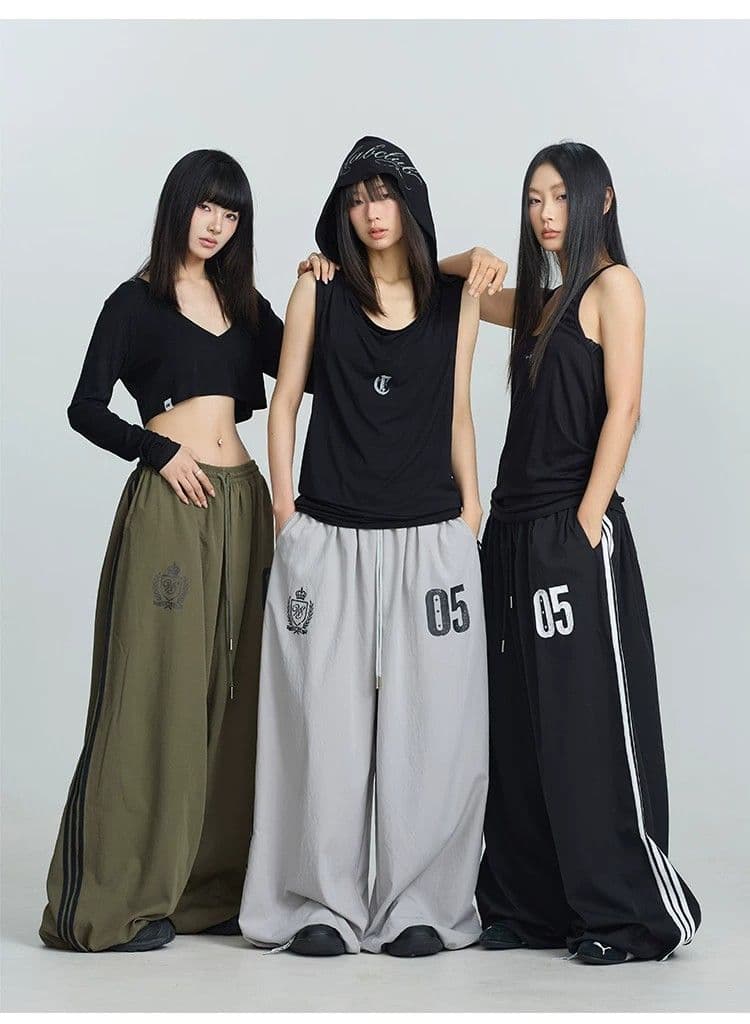 긴 바지 모래 워시 모방 면 타이로드 프린트 라인 속도 건조한 웃음 하 운동 바지 아메리칸 핫걸 캐주얼 바지 여성 상세 이미지 15