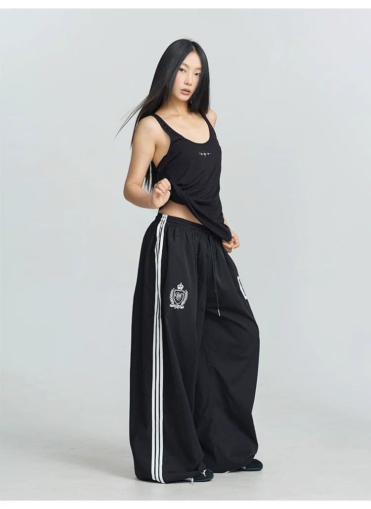 긴 바지 모래 워시 모방 면 타이로드 프린트 라인 속도 건조한 웃음 하 운동 바지 아메리칸 핫걸 캐주얼 바지 여성 상세 이미지 22