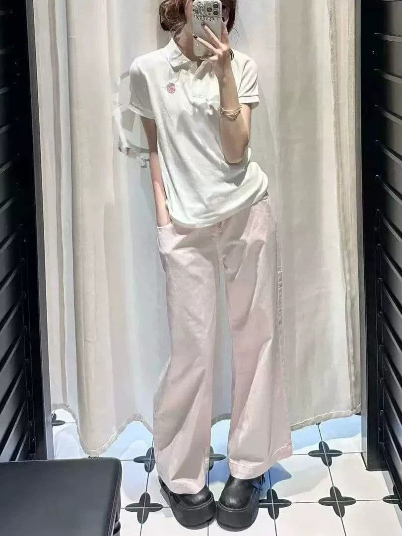 순면 캐주얼 와이드 레깅스 바지 여름 루즈핏 펌프 로프 긴 바지 얕은 봄 부서 다용도 섹션 세련된 바지 상세 이미지 5