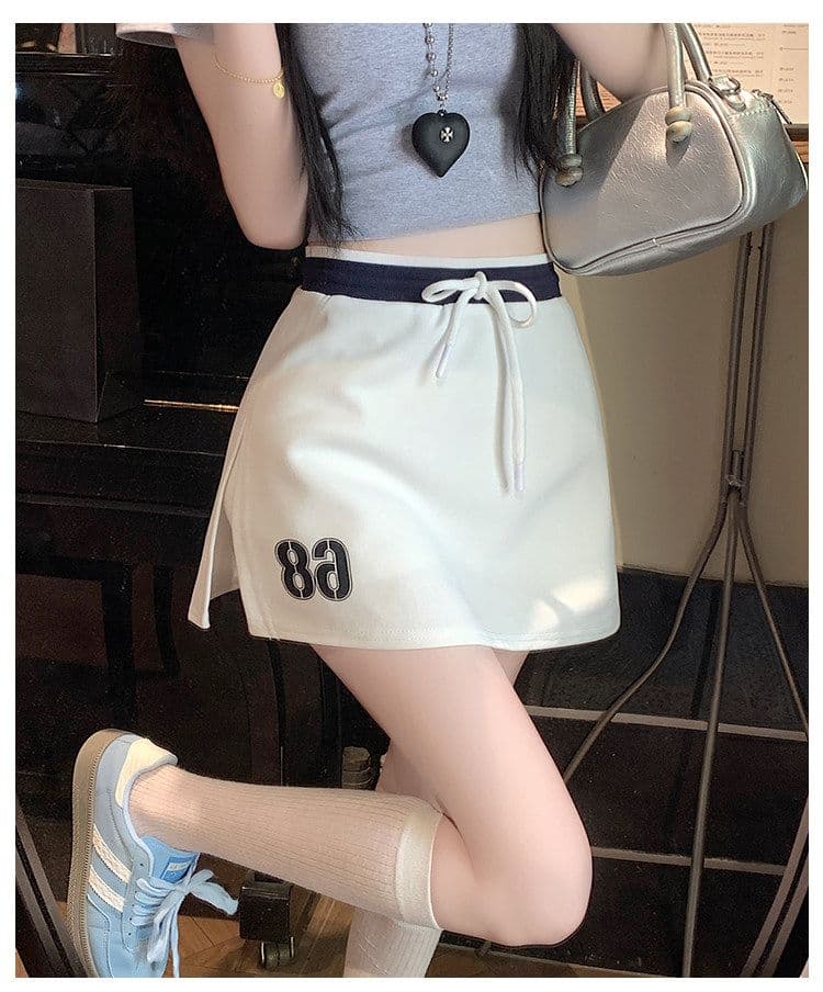 사람들 면 빈 가스 층 배색 테두리 펌프 로프 레이스업 한 마디 캐주얼 바지 여성 한국 스타일 다용도 외출용 넓은 다리가 짧다. 바지 상세 이미지 20