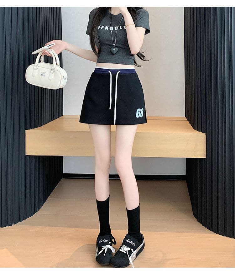 사람들 면 빈 가스 층 배색 테두리 펌프 로프 레이스업 한 마디 캐주얼 바지 여성 한국 스타일 다용도 외출용 넓은 다리가 짧다. 바지 상세 이미지 25