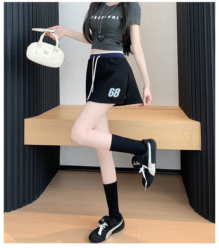 사람들 면 빈 가스 층 배색 테두리 펌프 로프 레이스업 한 마디 캐주얼 바지 여성 한국 스타일 다용도 외출용 넓은 다리가 짧다. 바지 상세 이미지 26