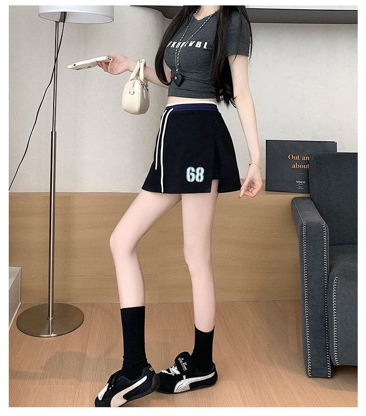 사람들 면 빈 가스 층 배색 테두리 펌프 로프 레이스업 한 마디 캐주얼 바지 여성 한국 스타일 다용도 외출용 넓은 다리가 짧다. 바지 상세 이미지 30