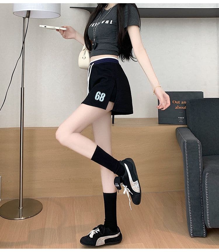 사람들 면 빈 가스 층 배색 테두리 펌프 로프 레이스업 한 마디 캐주얼 바지 여성 한국 스타일 다용도 외출용 넓은 다리가 짧다. 바지 상세 이미지 31